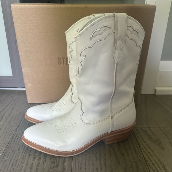 Steve Madden Hayward white leather cowboy boots size 9 - Picture 1 of 4
